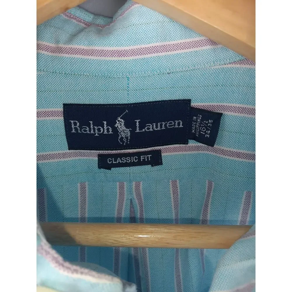 Ralph Lauren Light Blue Striped Button-Down Shirt